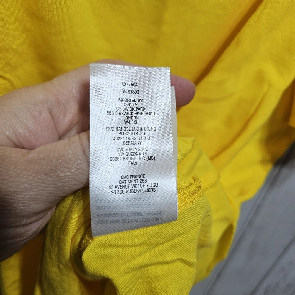 NWOT Peace Love World Women's Yellow Ruffle Sleeve Pima Cotton Knit Shirt Small. - Picture 9 of 10
